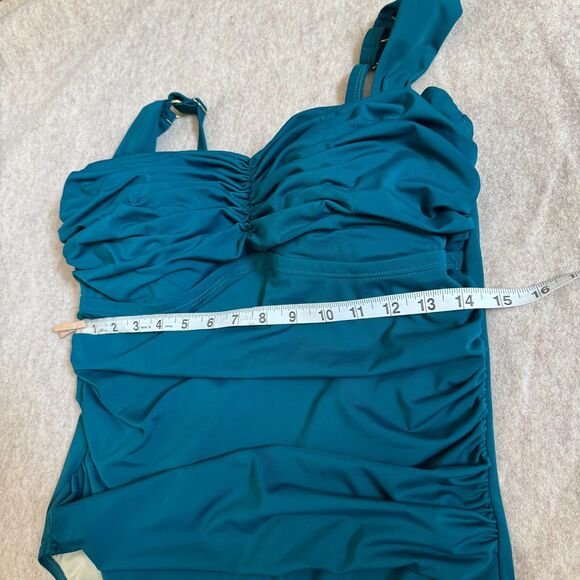 Swimsuits For All shirred sweetheart green one piece women’s 14 slimming pool - Picture 4 of 9